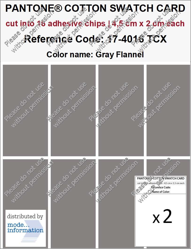 *୨୧⑅ Pantone Smart 17-4016 TCX Color Swatch Card | Gray Flannel
