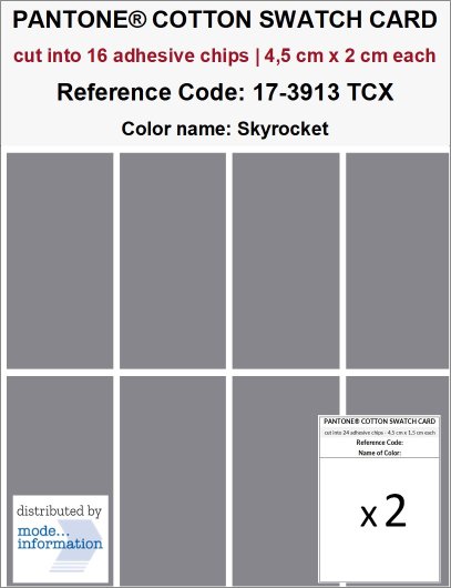 PANTONE COTTON SWATCH CARD 17-3913 TCX Skyrocket (cut into 16 adhesi…