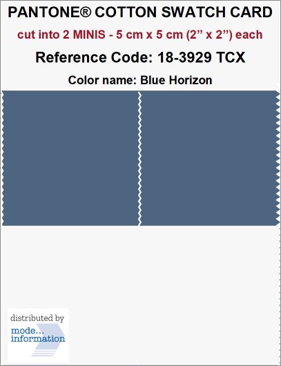 PANTONE COTTON SWATCH CARD 18-3929 TCX Blue Horizon (cut into 2 MINI…